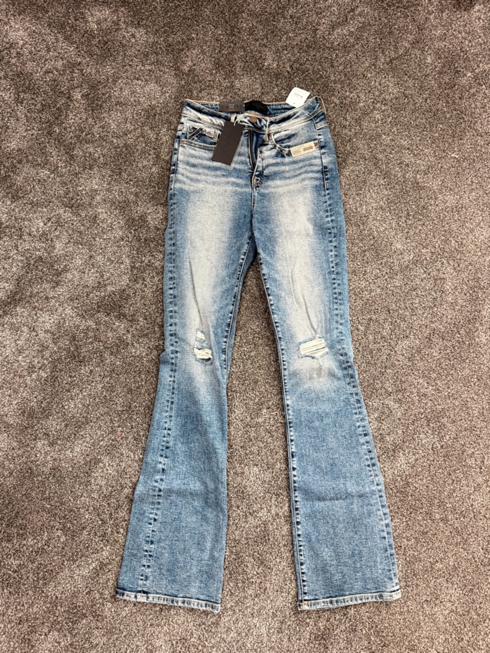 Buckle Light Blue Distressed Boot-Cut Jeans